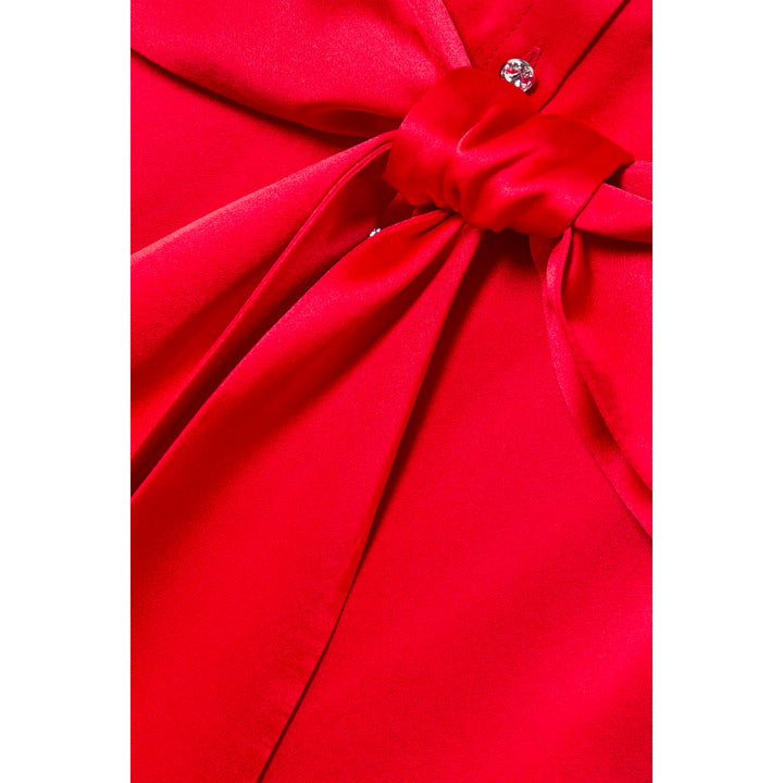 Belted Button Embellished Silk Shirt Dress