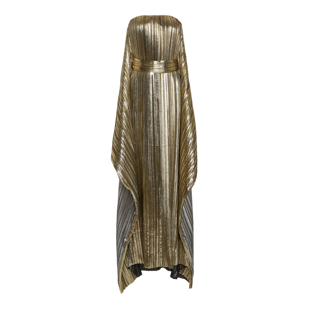 Draped Pleated Lamé Gown, US 2