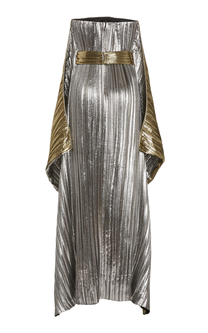 SemSem Draped Pleated Lamé Gown.