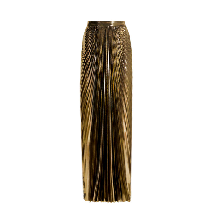 Gold Sunray Plissé Maxi Skirt – SemSem