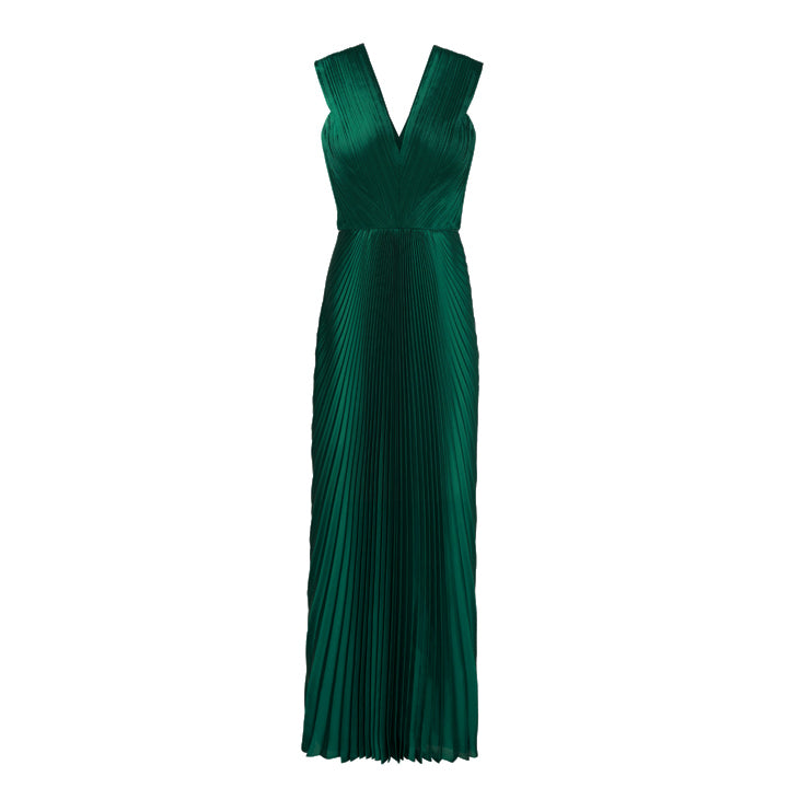 Green Charmeuse Sunray Dress, US 4 Green Charmeuse Sunray Dress, US 4