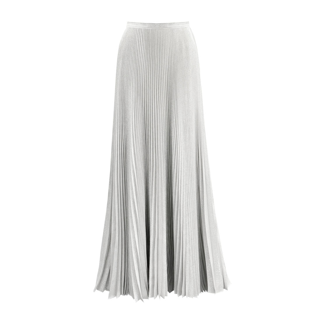 Pleated Silk/ Metallic Maxi Skirt