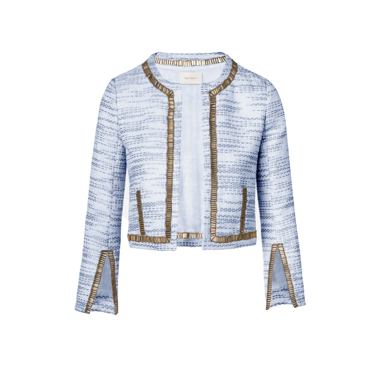 SemSem Samia Embroidered Crop Jacket - Palace Blue.