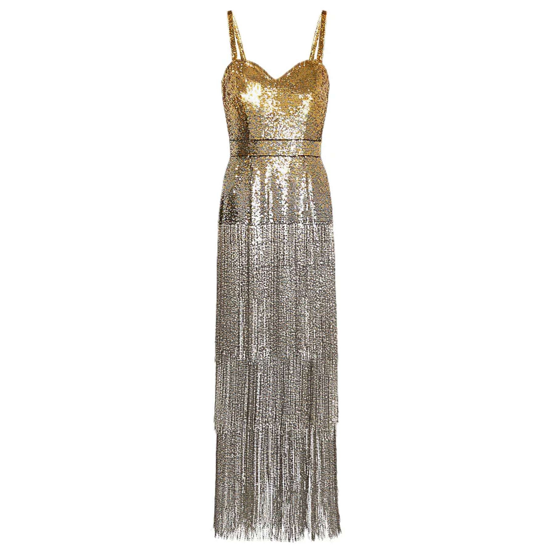 Ombr Sequin Bustier Dress with Beaded Fringe, US 12 Ombr Sequin Bustier Dress with Beaded Fringe, US 12