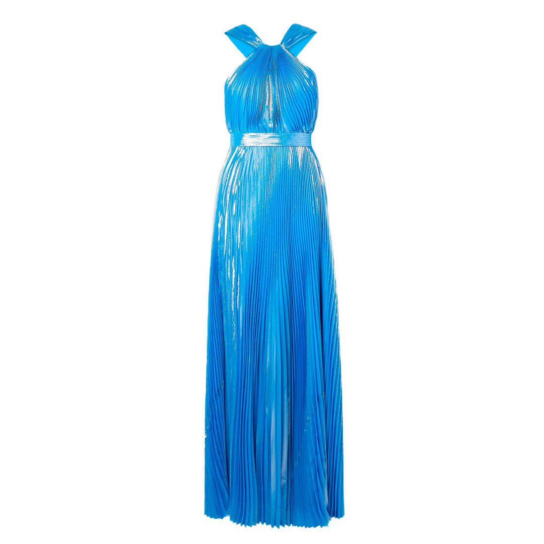 Sky Blue Metallic Halter Gown SemSem Sky Blue Metallic Halter Gown SemSem
