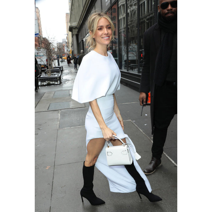 Kristin Cavallari Wearing SemSem Cape Effect Asymmetric Crepe Tunic.