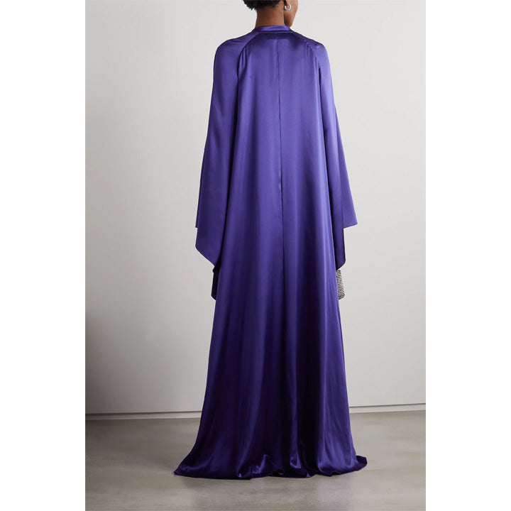 Model Wearing SemSem Embellished silk-satin kaftan.