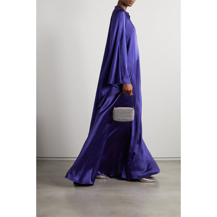 Model Wearing SemSem Embellished silk-satin kaftan.