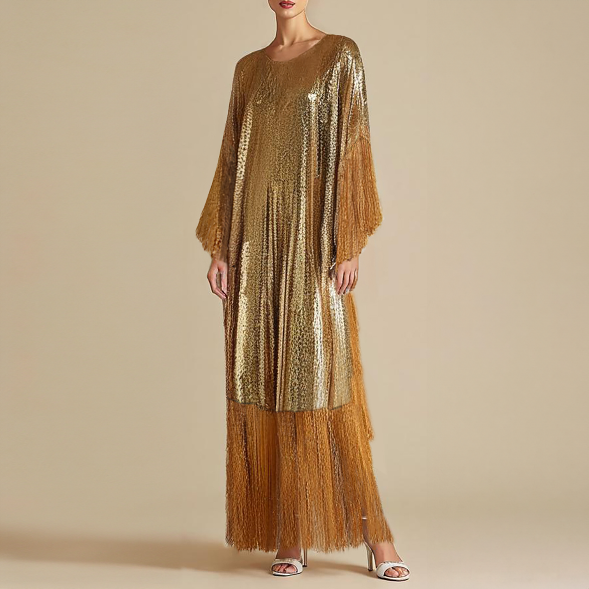 Metallic Sequin Kaftan - Gold SemSem Metallic Sequin Kaftan - Gold SemSem
