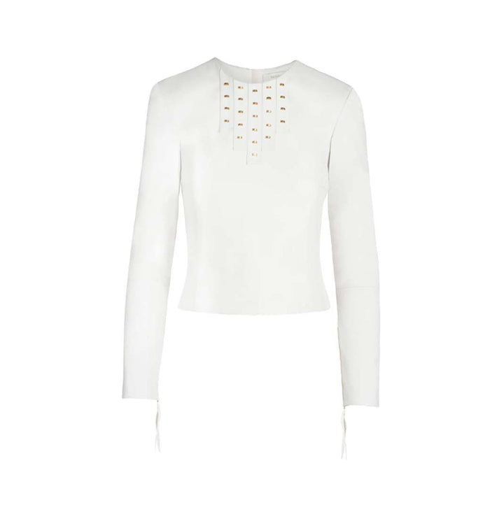 Samar Leather Top - Pristine White