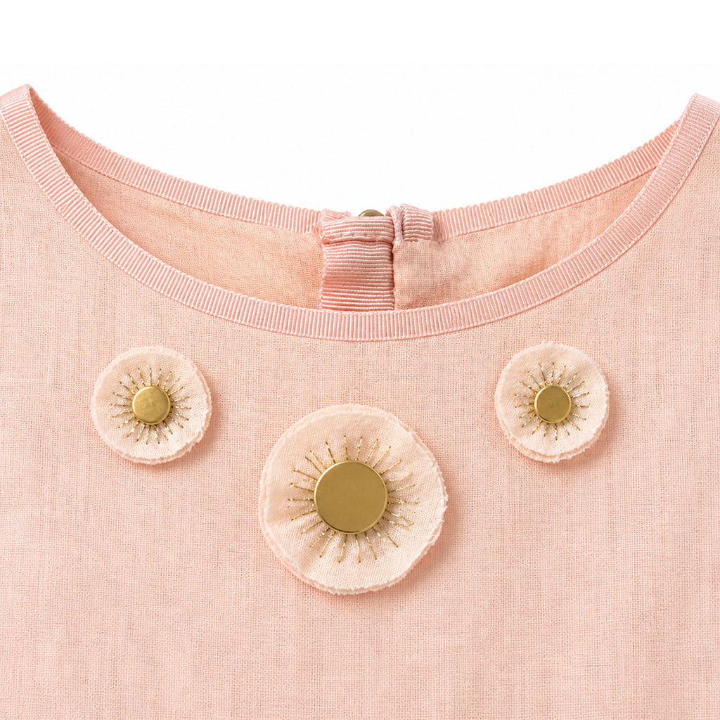Girls Aliyah Embroidered Dress - Pale Blush
