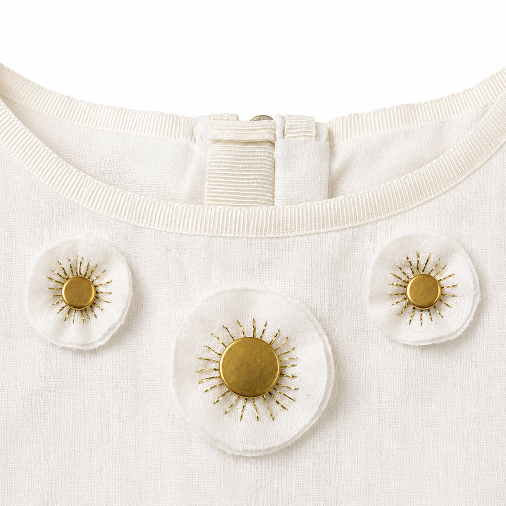 Girls Aliyah Embroidered Dress - Egret