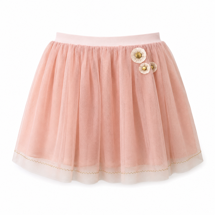Girls Aliyah Embroidered Tutu - Pale Blush