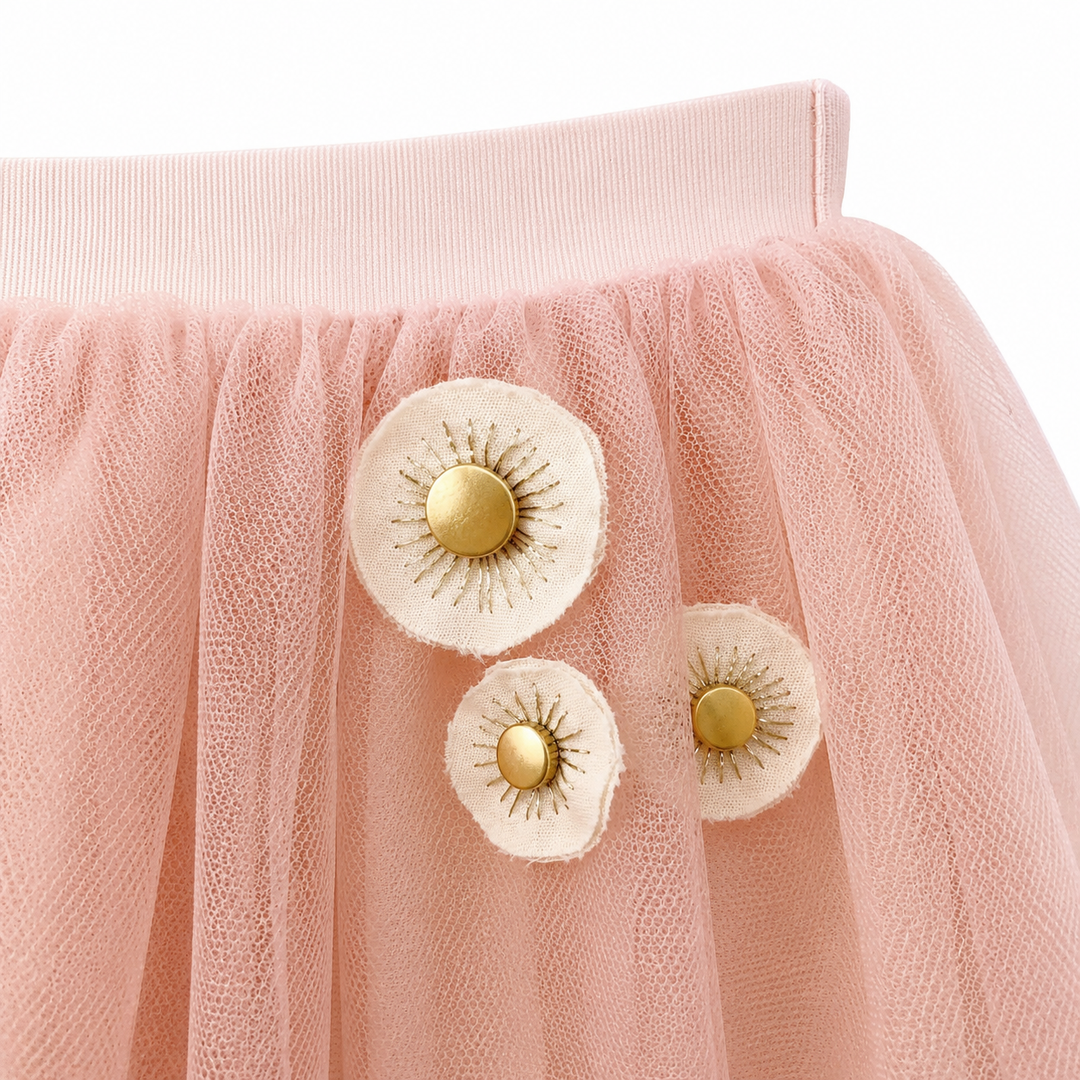 Girls Aliyah Embroidered Tutu - Pale Blush