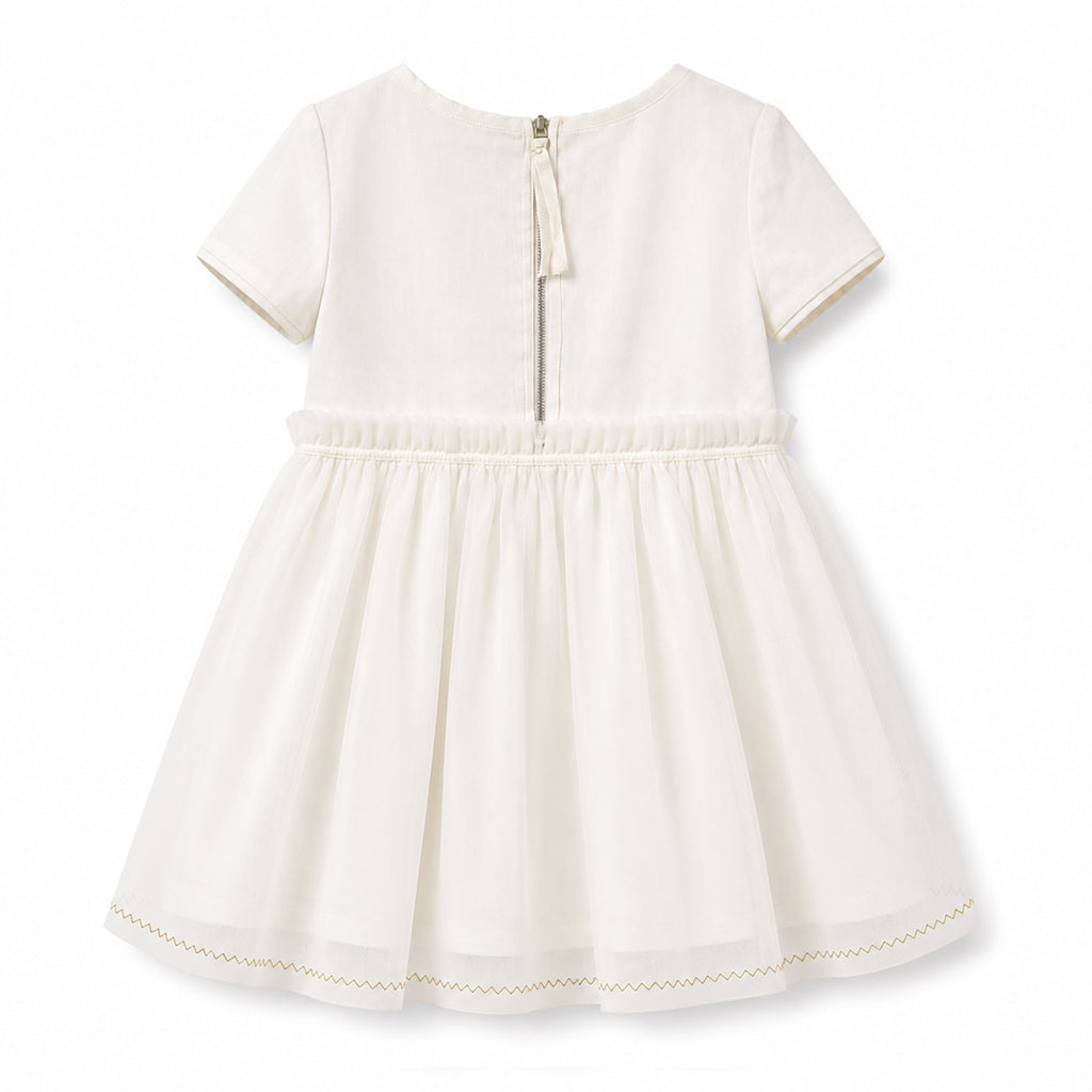 Girls Aliyah Embroidered Dress - Egret