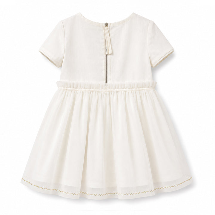 Girls Aliyah Embroidered Dress - Egret