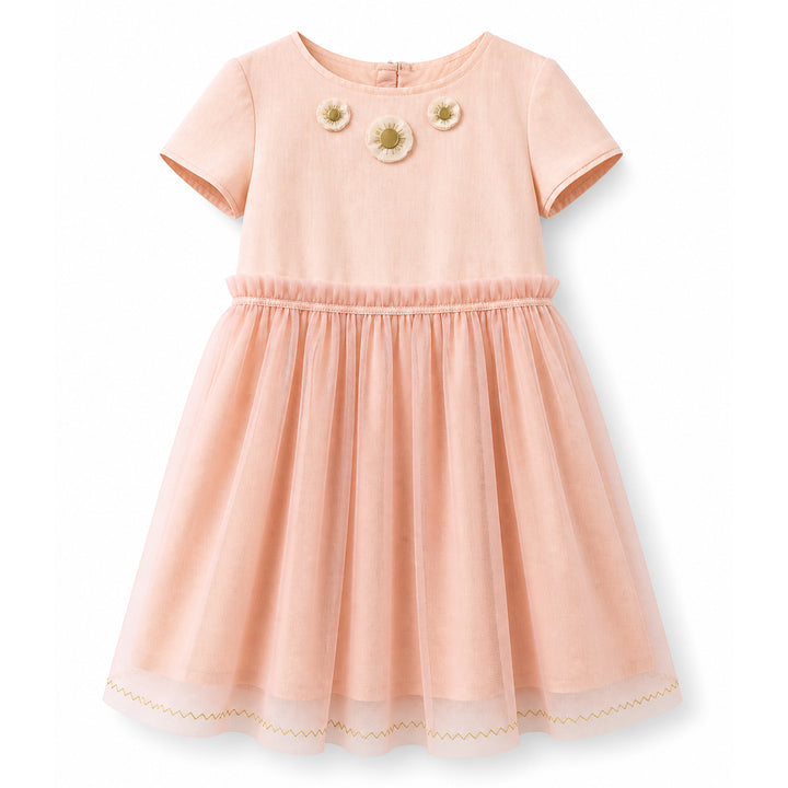 Girls Aliyah Embroidered Dress - Pale Blush