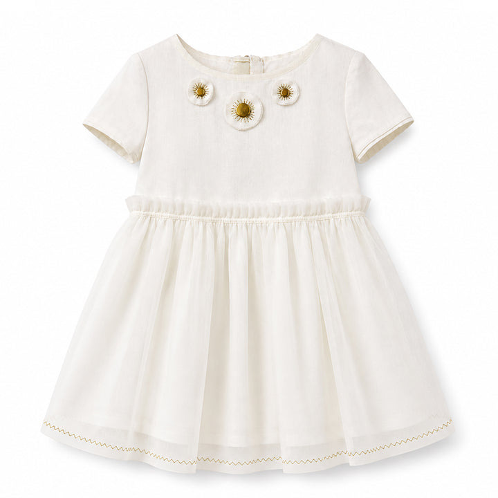 Girls Aliyah Embroidered Dress - Egret