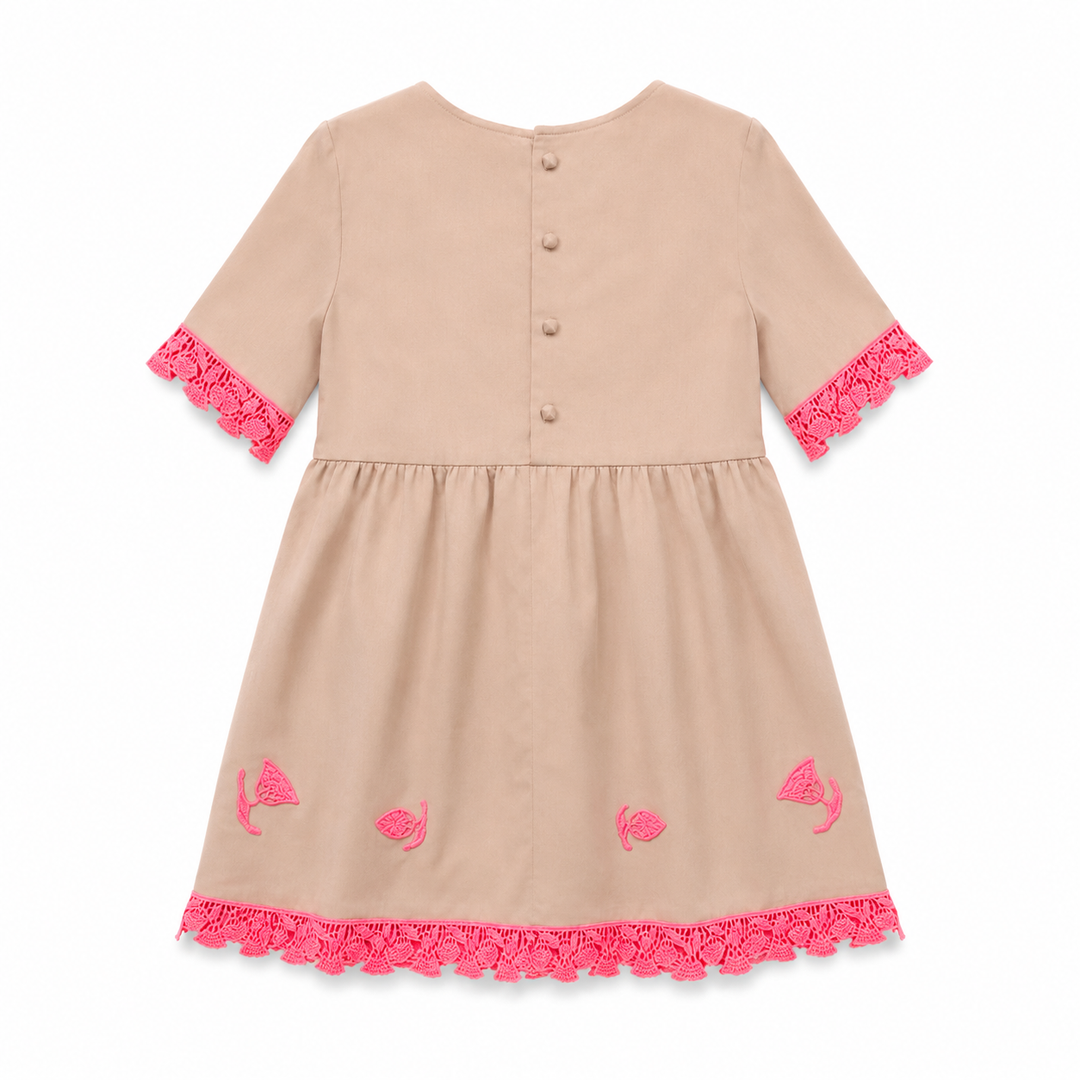 Girls Amaya Short Sleeve Dress - Pale Blush