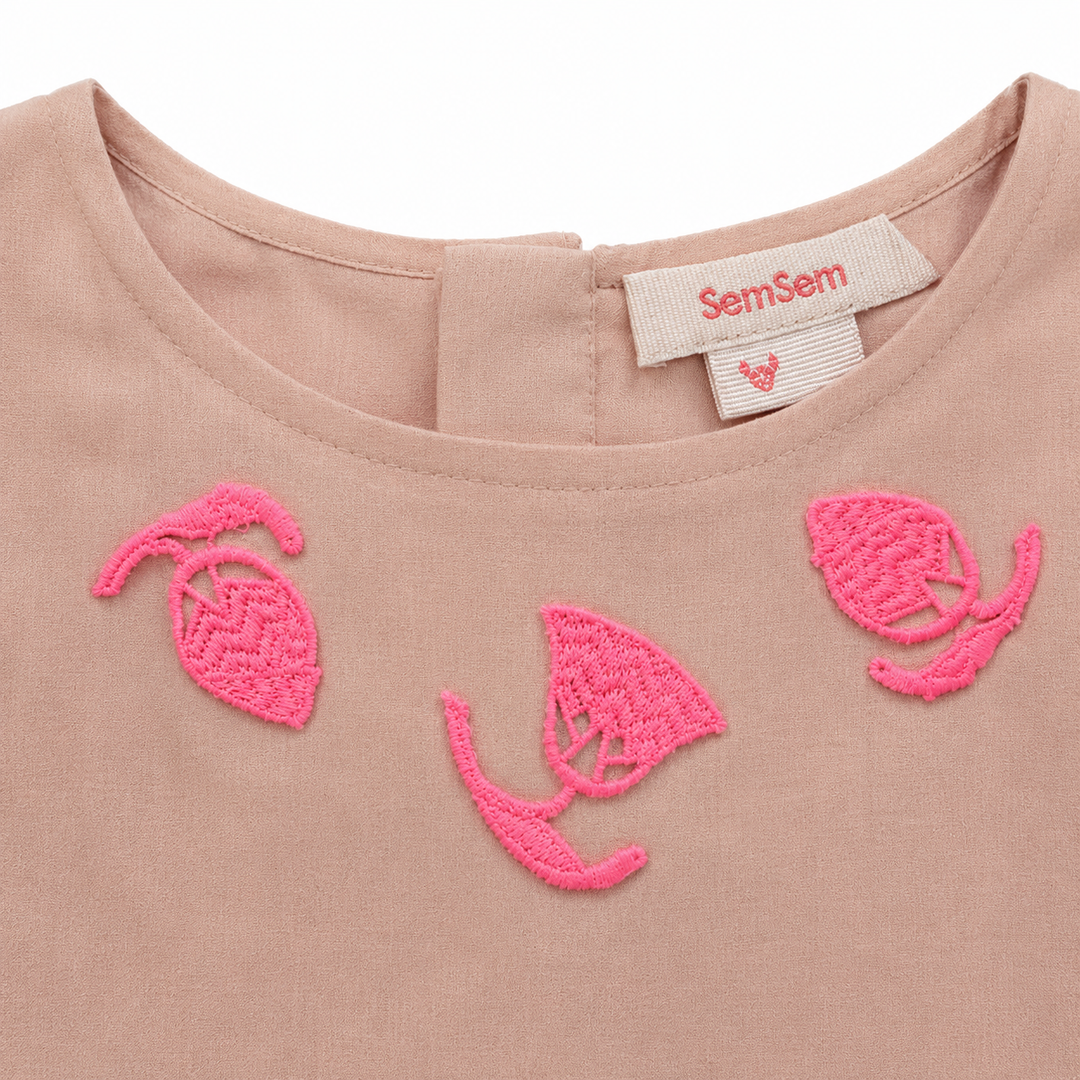 Girls Amaya Short Sleeve Dress - Pale Blush
