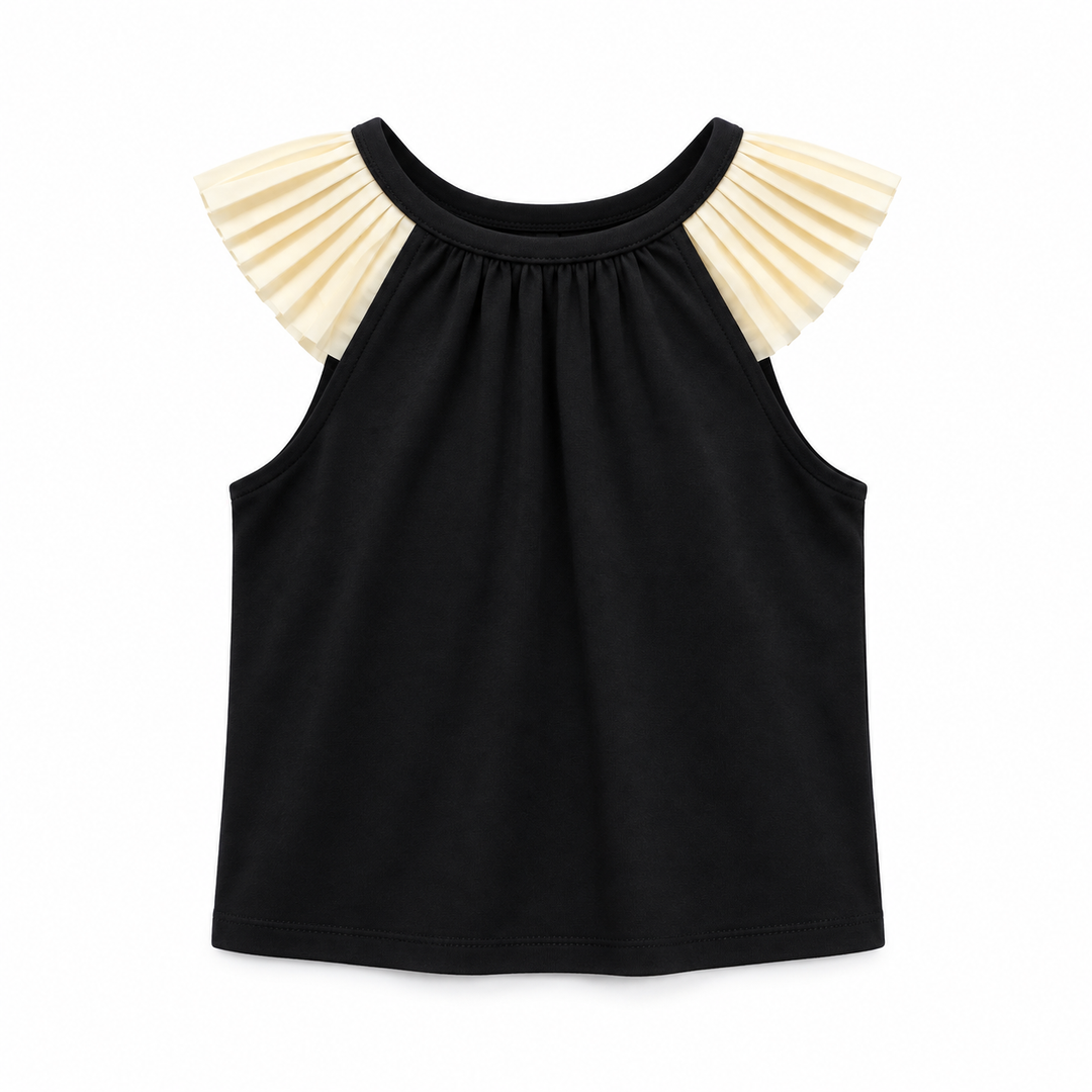 Girls Maryam Jersey Pleated Top - Meteorite