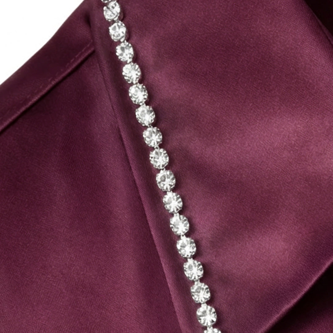 Silk Shirt Dress with Side Slits - Burgundy