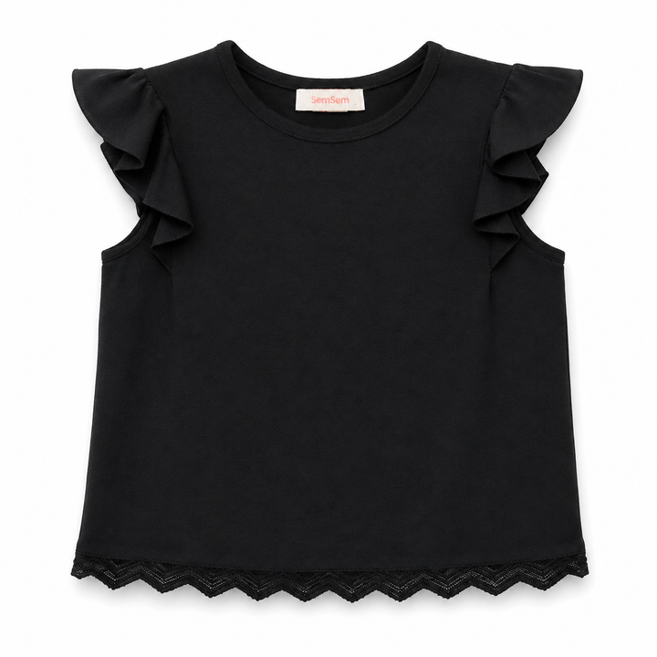 Girls Dalia Jersey Top - Black