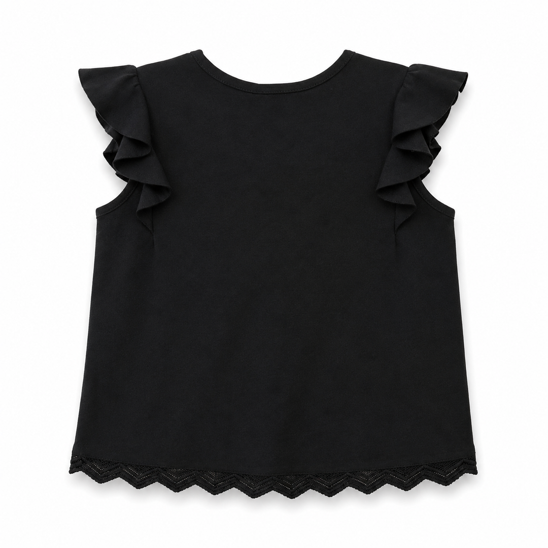 Girls Dalia Jersey Top - Black
