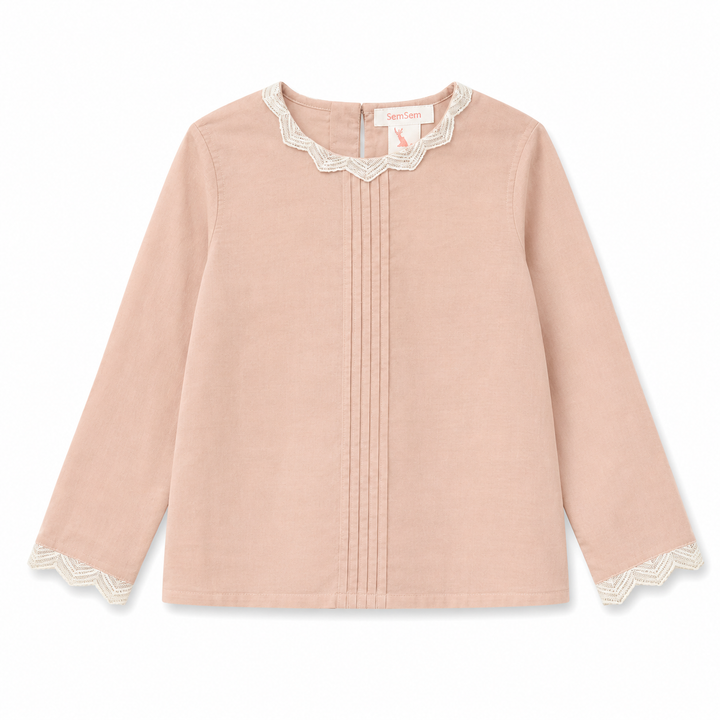 Girls Dalia Lace Trim Top - Pale Blush