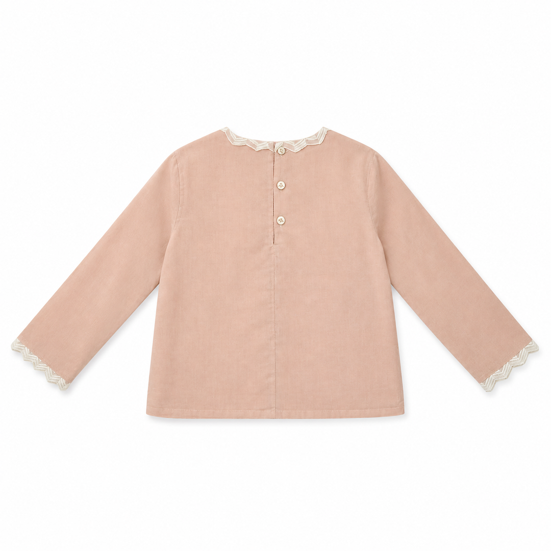 Girls Dalia Lace Trim Top - Pale Blush