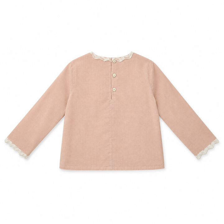Girls Dalia Lace Trim Top - Pale Blush