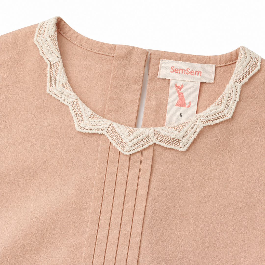 Girls Dalia Lace Trim Top - Pale Blush