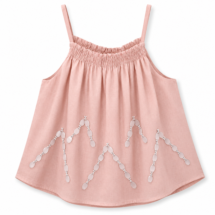 Girls Farah Embroidered Top - Blush