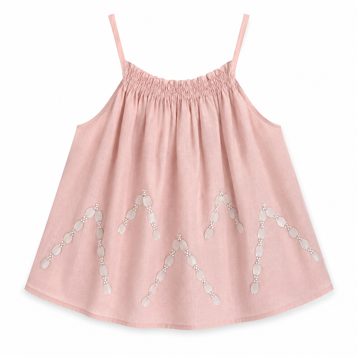 Girls Farah Embroidered Top - Blush