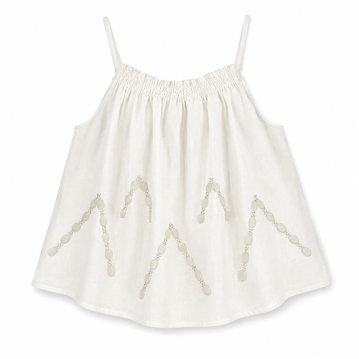 Girls Farah Embroidered Top - Cream