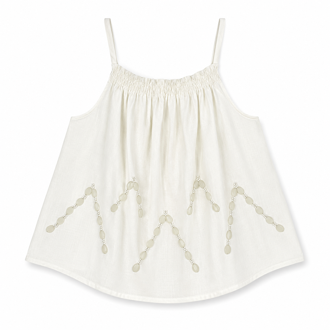 Girls Farah Embroidered Top - Cream
