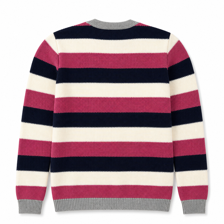 Girls Flamingo Embroidered Stripe Pull Over Top