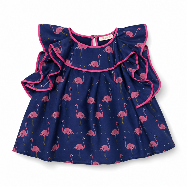 Girls Flamingo Ruffle Top