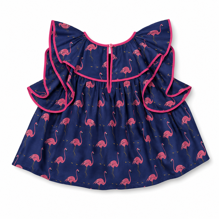 Girls Flamingo Ruffle Top