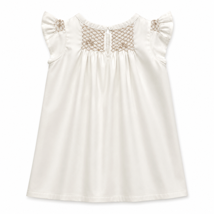 Girls Hana Smocked Dress - Egret