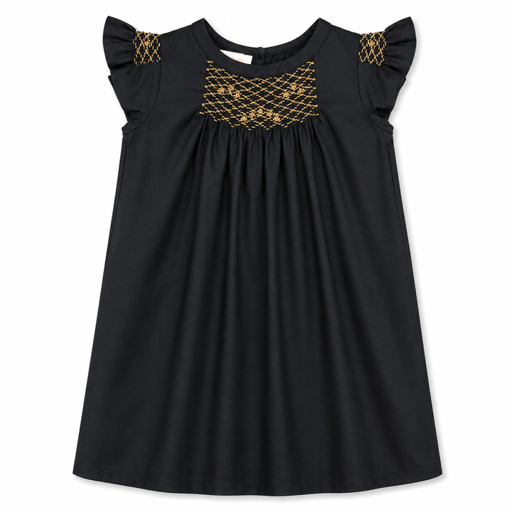 Girls Hana Smocked Dress - Meteorite