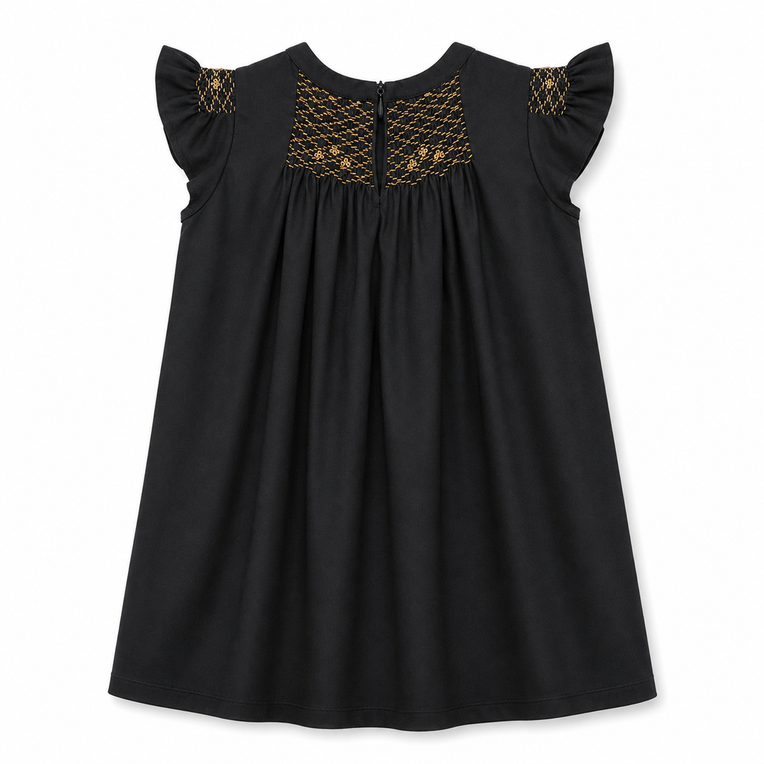 Girls Hana Smocked Dress - Meteorite