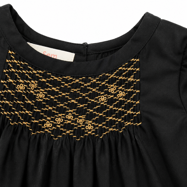 Girls Hana Smocked Dress - Meteorite
