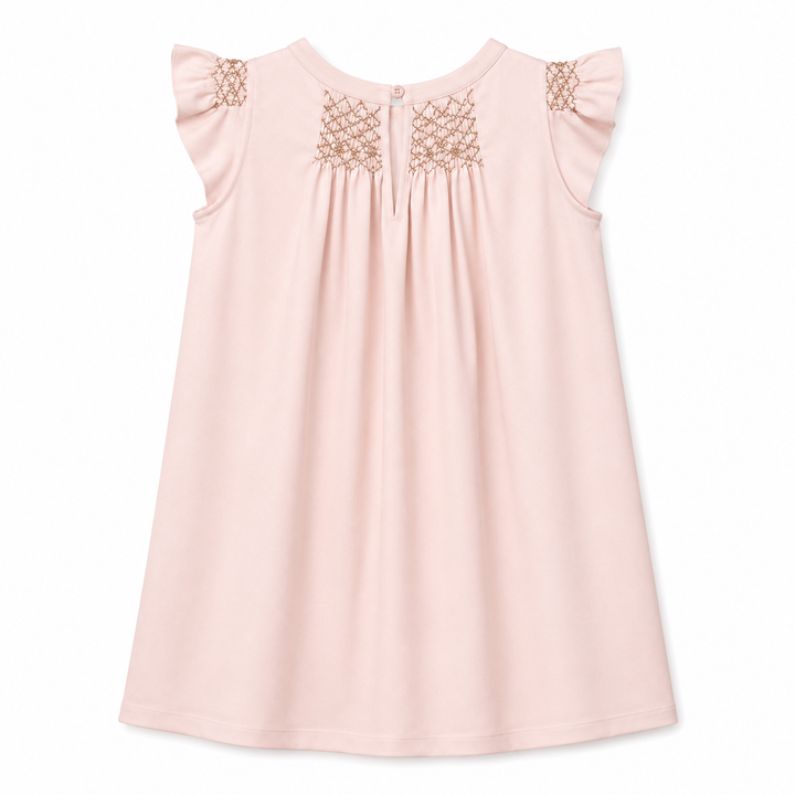 Girls Hana Smocked Dress- Pale Blush