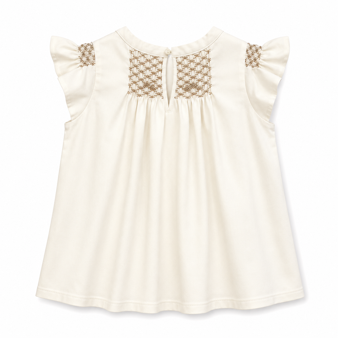 Girls Hana Smocked Top - Egret