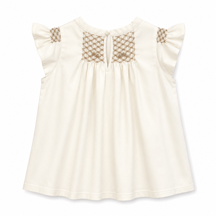 Girls Hana Smocked Top - Egret