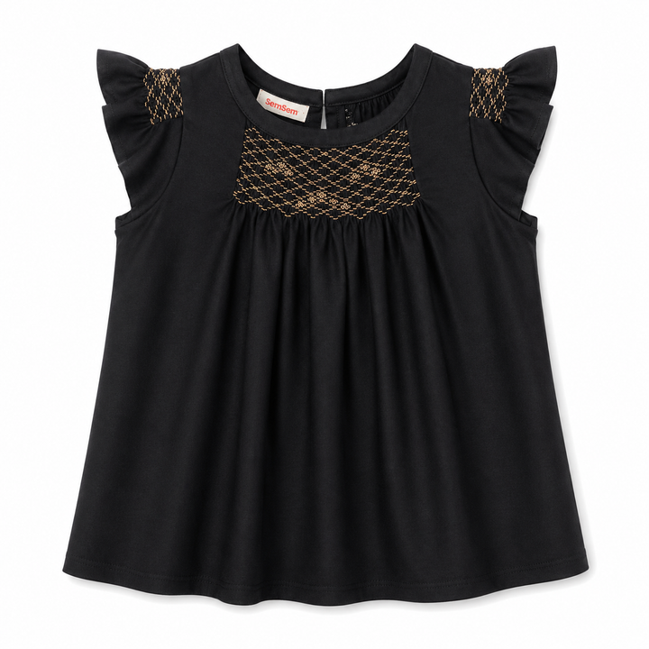 Girls Hana Smocked Top - Meteorite