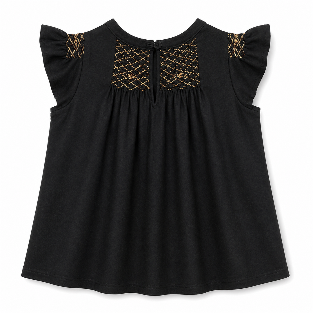 Girls Hana Smocked Top - Meteorite