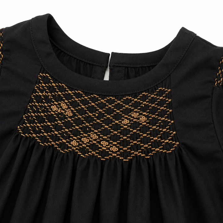 Girls Hana Smocked Top - Meteorite