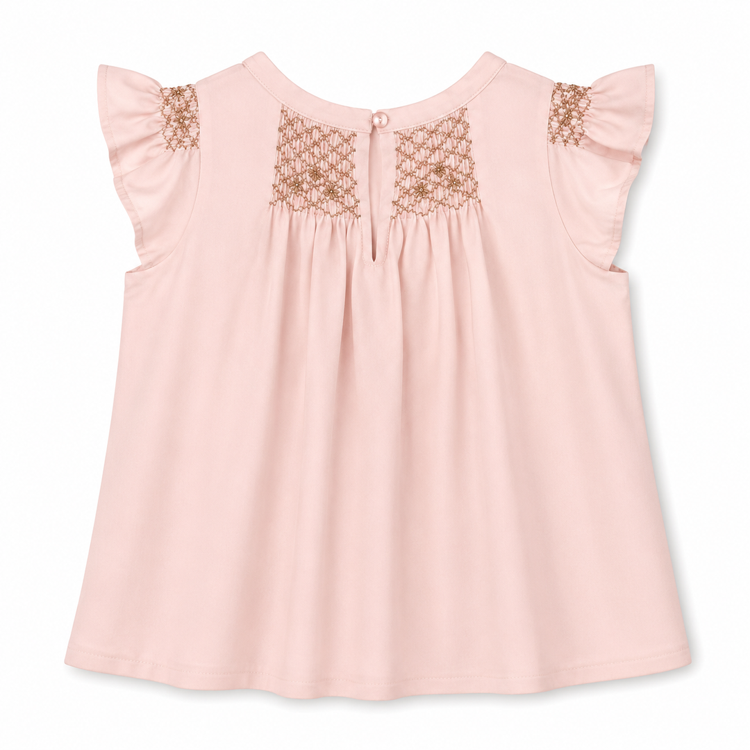 Girls Hana Smocked Top - Pale Blush